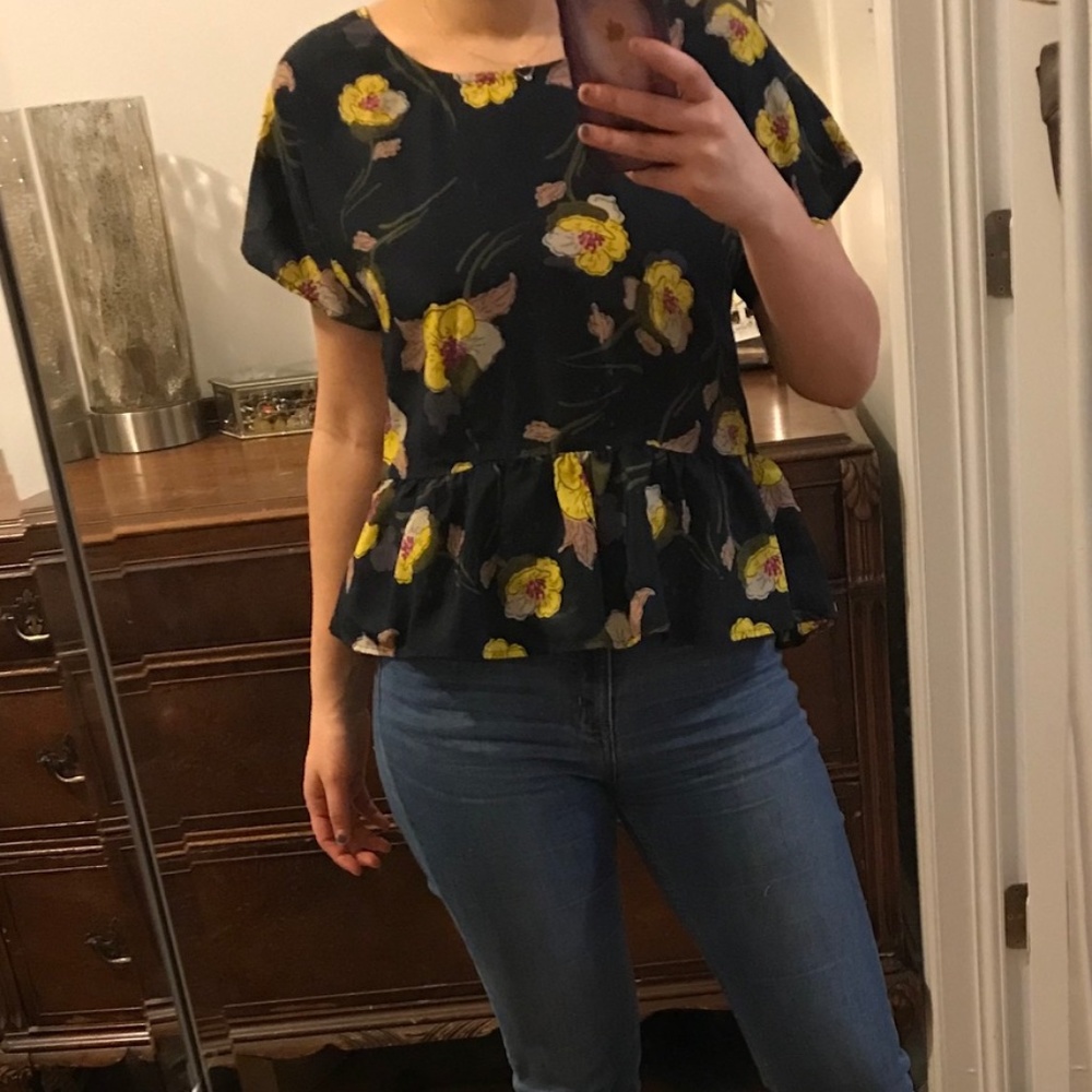Bar III Floral Peplum Top